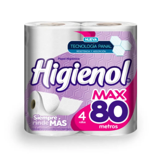 PAPEL HIGIENICO HIGIENOL 4 X 80 MT MAX PANAL