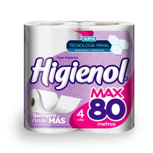PAPEL HIGIENICO HIGIENOL 4 X 80 MT MAX PANAL