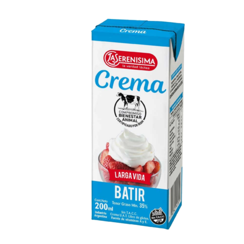 CREMA LA SERENISIMA X 200 ML LARGA VIDA P/BATIR