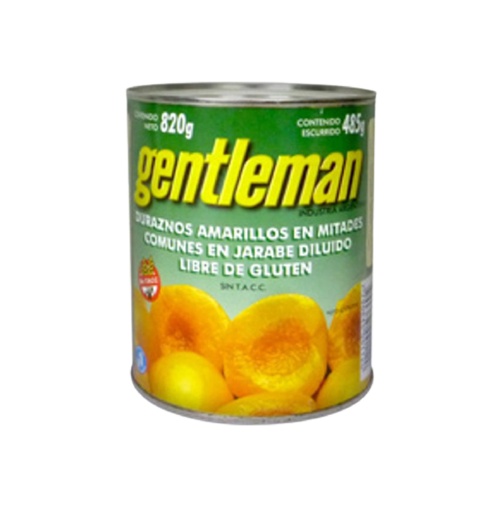DURAZNO GENTLEMAN MITAD X 820 GR