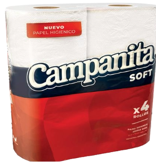PAPEL HIGIENICO CAMPANITA SOFT 4 X 30 MT