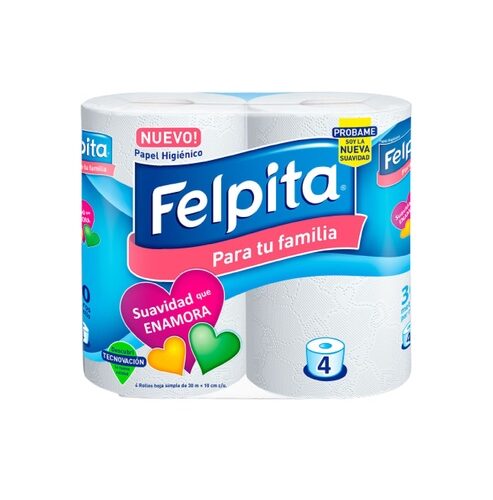 PAPEL HIGIENICO FELPITA 4 X 30 MT SIMPLE HOJA