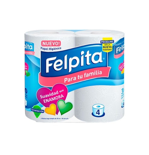 PAPEL HIGIENICO FELPITA 4 X 30 MT SIMPLE HOJA