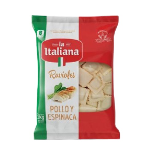 RAVIOLES LA ITALIANA X 1 KG POLLO Y ESPINACA