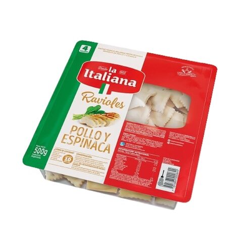 RAVIOLES LA ITALIANA X 500 GR POLLO Y ESPINACA