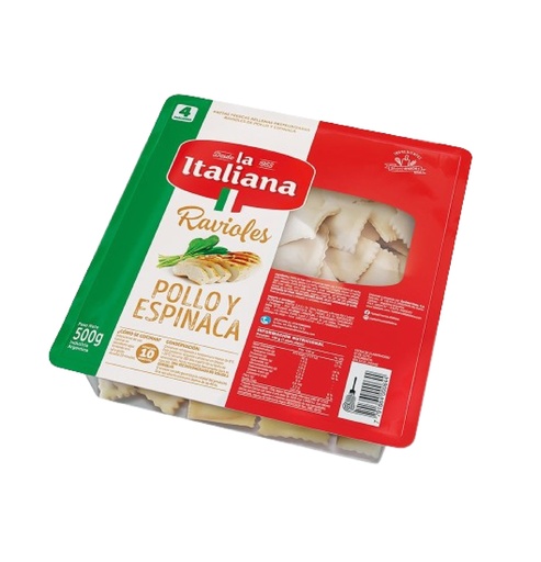 RAVIOLES LA ITALIANA X 500 GR POLLO Y ESPINACA