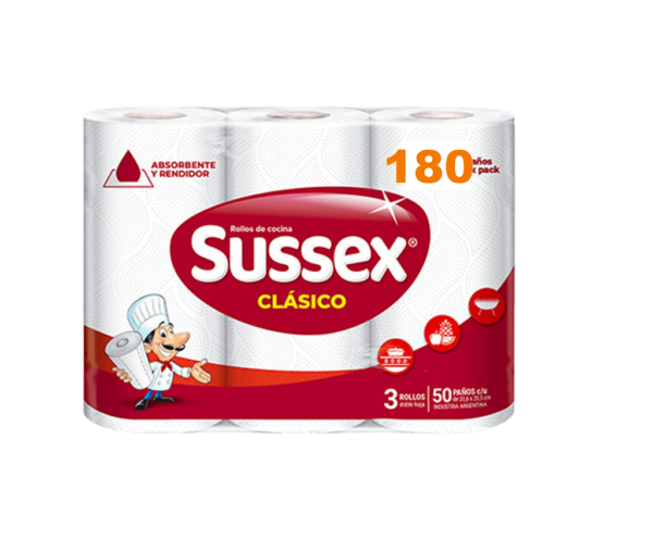 ROLLO COCINA SUSSEX CLASICO X 3 U 180 PAÑOS