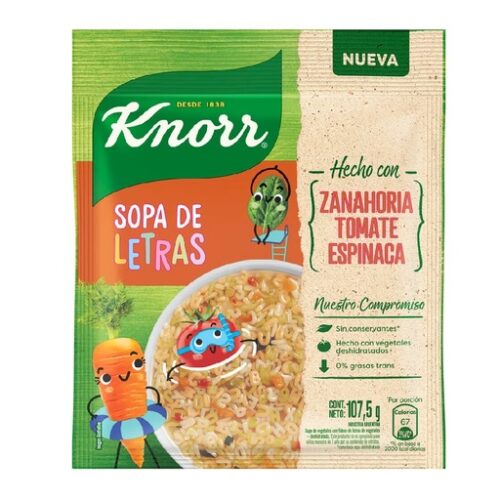 SOPA KNORR VEGETAL X 107,5 G C/FIDEO LETRITAS