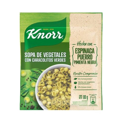 SOPA KNORR VEGETAL X 80 G CARACOL ESPINACA PUERRO