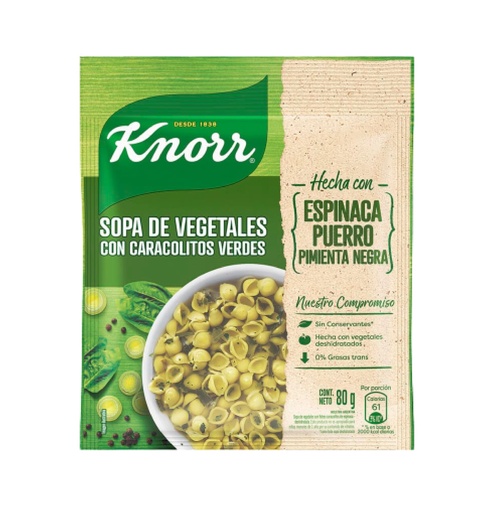 SOPA KNORR VEGETAL X 80 G CARACOL ESPINACA PUERRO