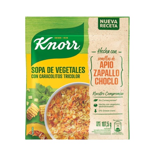SOPA KNORR VEGETAL X 107,5 G CARACOL TRICOLOR
