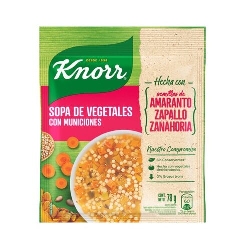 SOPA KNORR VEGETAL X 78 G MUNICIONES AMARANTO