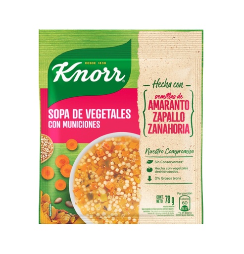 SOPA KNORR VEGETAL X 78 G MUNICIONES AMARANTO