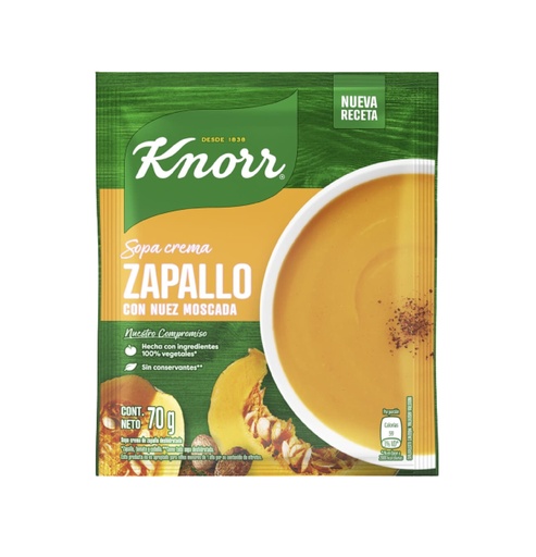 SOPA KNORR CREMA X 70 G ZAPALLO C/NUEZ MOSCADA