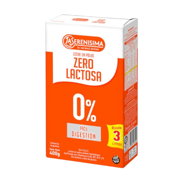 LECHE EN POLVO SERENISIMA X 400 G ENTERA ZERO LACTOSA LECHE EN POLVO SERENISIMA X 400 G ENTERA ZERO LACTOSA